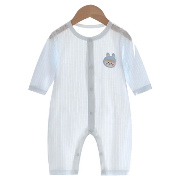 베베니즈 신생아용 백메쉬 파스텔 패치 긴팔우주복