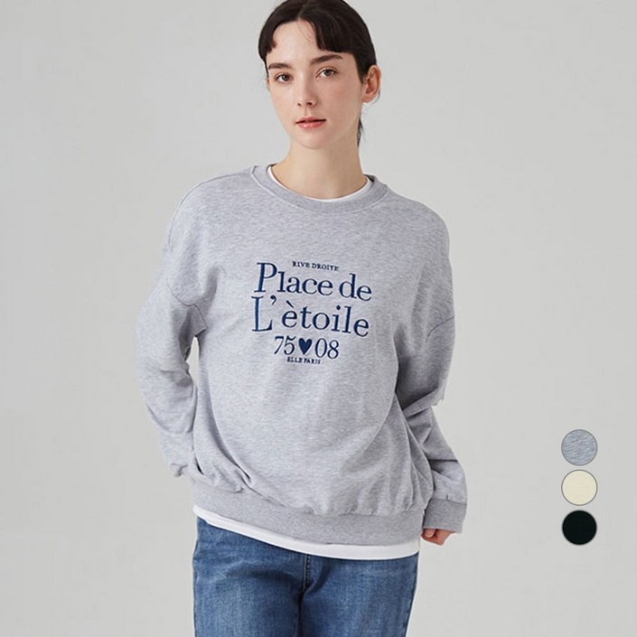 ELLEPARIS 자수 그래픽 스웻셔츠 Letoile