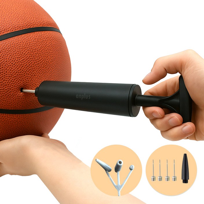 앙플러스 캠핑 스포츠 미니 에어펌프, 블랙, 1개