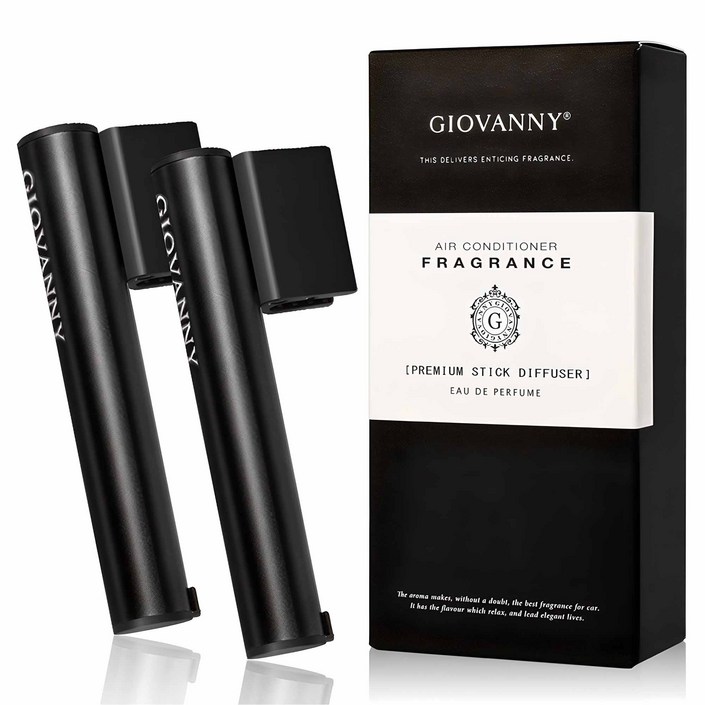 GIOVANNY 파워 스틱 차량용 디퓨저 케이스 2p  방향제 리필 4p 세트 매트블랙, 화이트머스크, 1세트