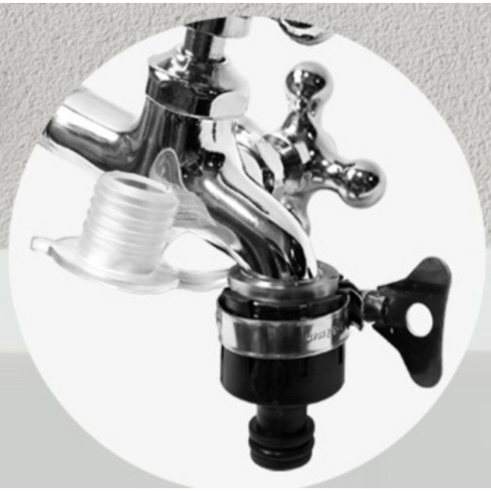 월드크린 호스 수도꼭지 연결 이중 커넥터, 1개, 화이트