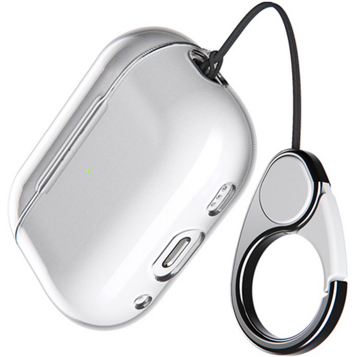 빅쏘 변색없는 하드 1mm 초슬림 일체형 풀커버 카라비너 레빅스킨 에어팟 보호 케이스, 에어팟 프로2, 투명, 1개