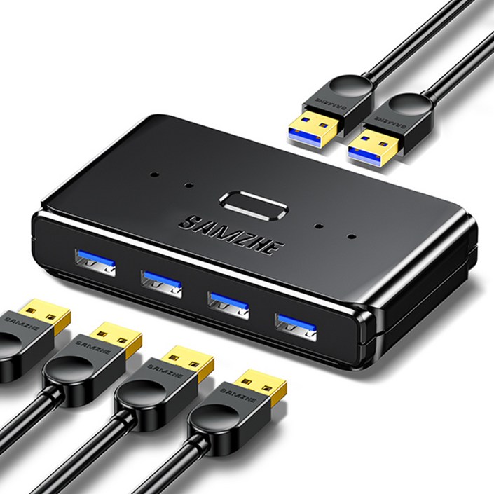 삼지 4포트 USB3.0 멀티허브 스위치 선택기 GX400, 블랙, 1개