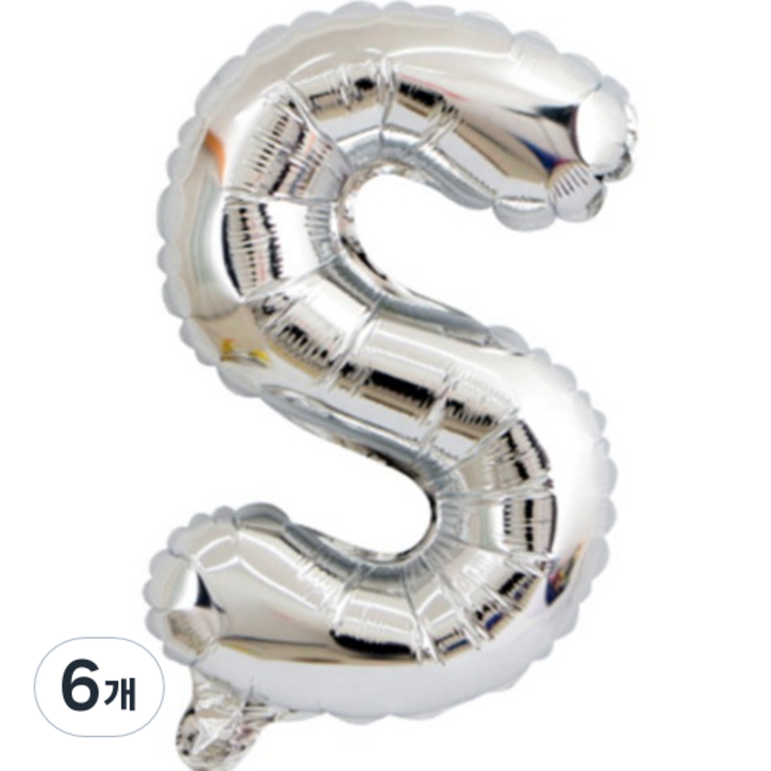 팡파티 레터링 알파벳 풍선 S 40cm, 실버, 6개