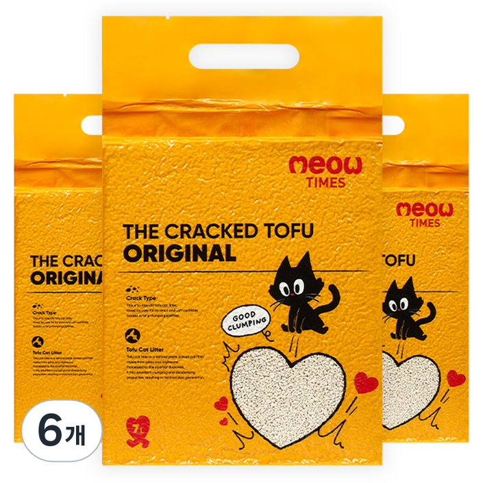 미우타임즈 더 크랙 두부 오리지널 고양이모래, 7L, 6개, 무향