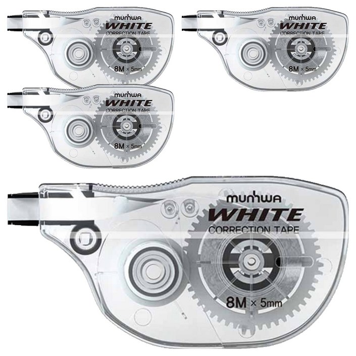 문화연필 수정테이프 5mm x 8M, 화이트, 4개