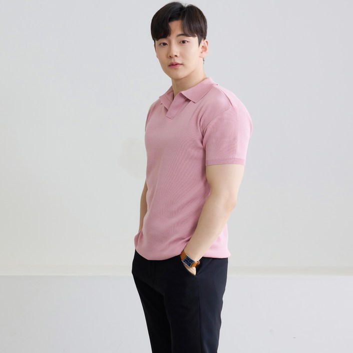 핵쿨남 남성용 아이스쿨링 머슬핏 반팔 오픈 카라 니트 핵쿨남 남성용 아이스쿨링 머슬핏 반팔 오픈 카라 니트