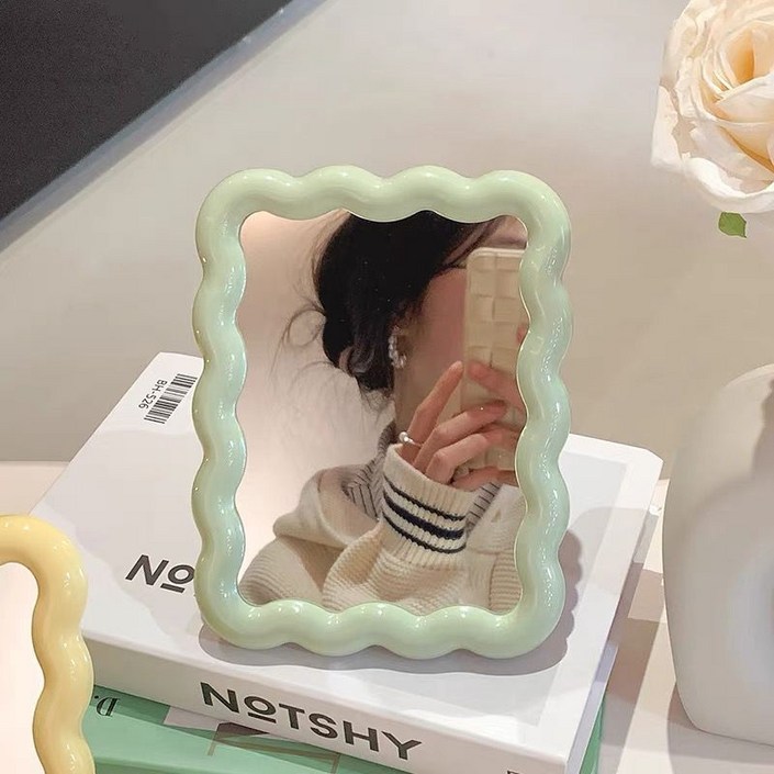 리브에잇 몽글 파스텔 감성 탁상거울 웨이브, 민트