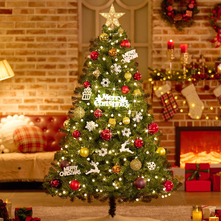 홍트리 크리스마스트리 LED 전구 장식 풀세트, 루비 그란데, 1.9m