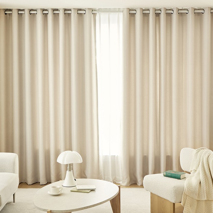 데코원 제이드2 아일렛 암막 커튼 2개  끈 2개