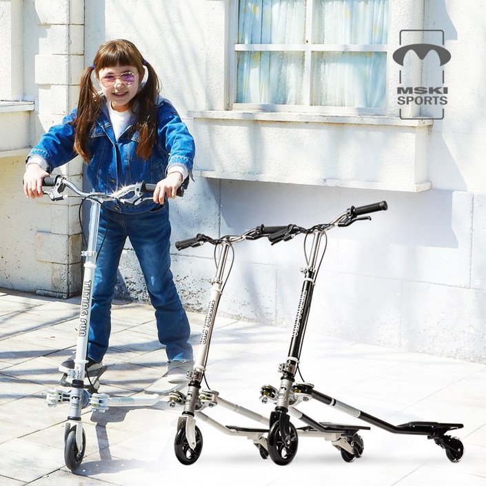 엠스키 세미 틸팅 LED 트라이더 슬라이더 세발킥보드 온가족용 MAX 100kg, BLACK, 1개