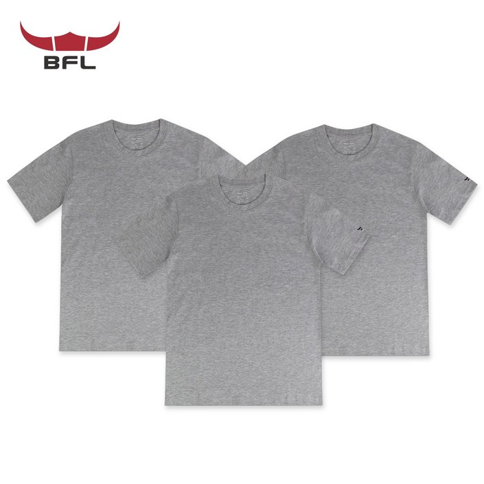 BFL 사계절 남녀공용 30수 순면 라운드 무지 반팔티 3P