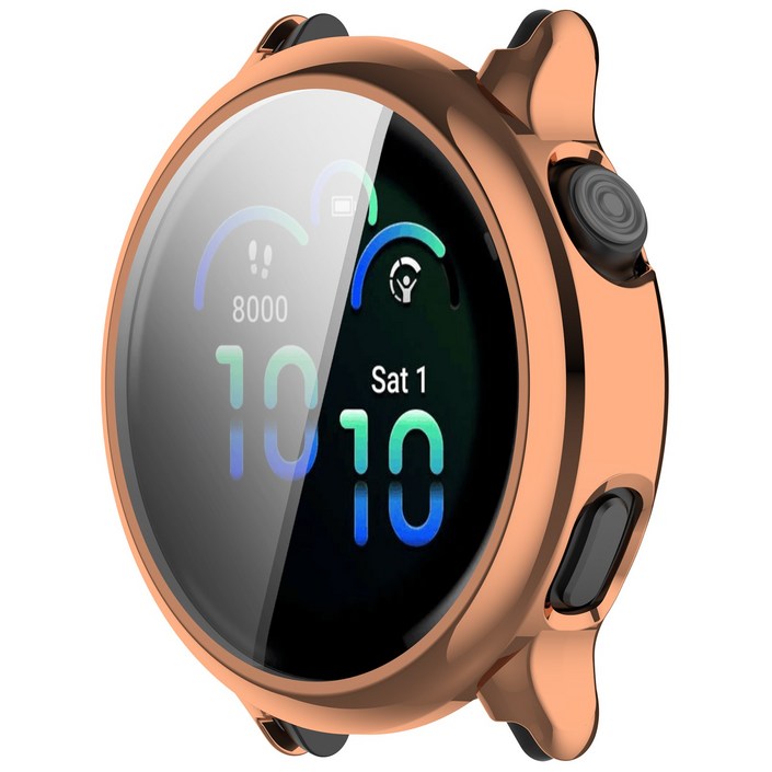 가민 Garmin Vivoactive 6 전용 전면 둘러싼 TPU 전도 보호 케이스  고급스러운 보호 기능으로 팔목에 반짝이는 케이스, 로즈 골드, 1개