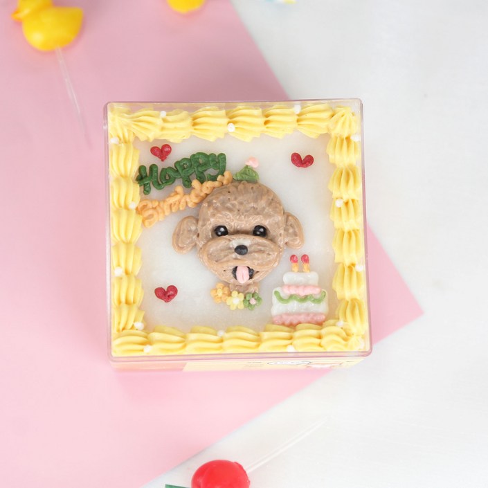 블랭크인 강아지 얼굴 생일 큐브케이크 택배가능