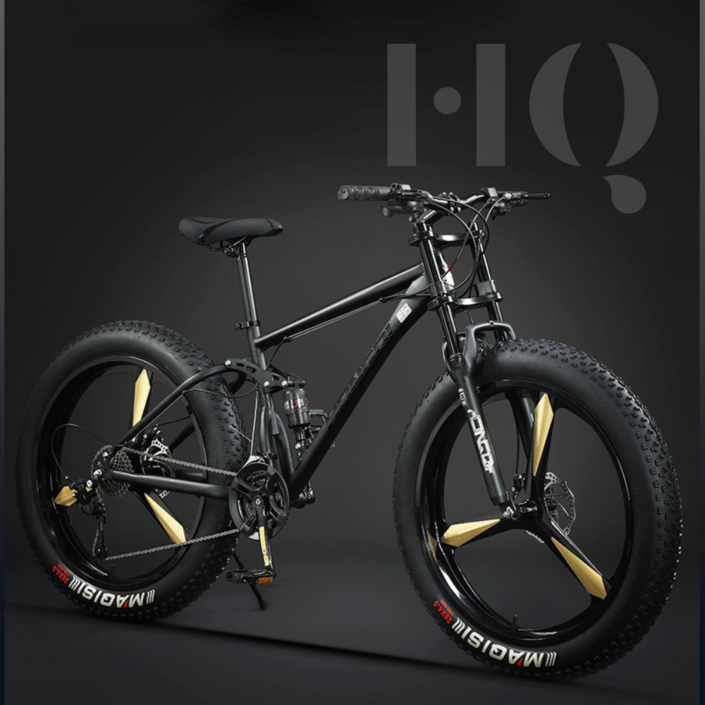 HQ 풀샥 팻바이크 오프로드 MTB 광폭 산악자전거, 다크그레이 3블레이드 휠, 1개