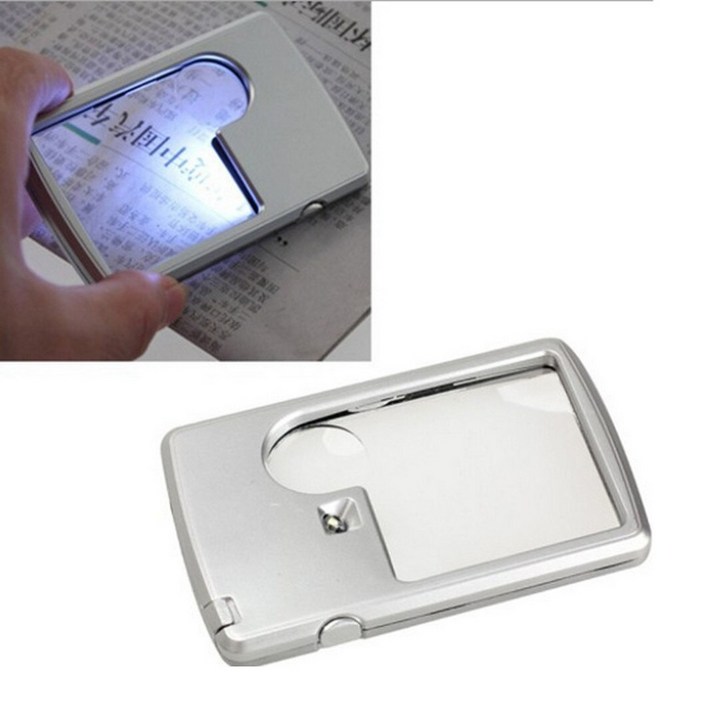 DORAS LED돋보기 카드 휴대가 간편한 고배율 카드형 확대경 노안 노인용품, 1개