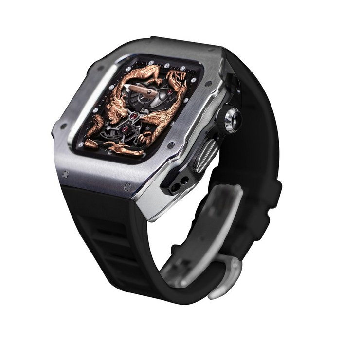 애차드밀 스틸 메탈 케이스 불소 고무 스트랩 밴드 호환 애플워치 울트라2 49 mm 시리즈 9 8 7 45 mmSE 시리즈 6 5 4 44mm, 실버블랙 애차드밀 스틸 메탈 케이스 불소 고무 스트랩 밴드 호환 애플워치 울트라2 49 mm 시리즈 9 8 7 45 mmSE 시리즈 6 5 4 44mm, 실버블랙