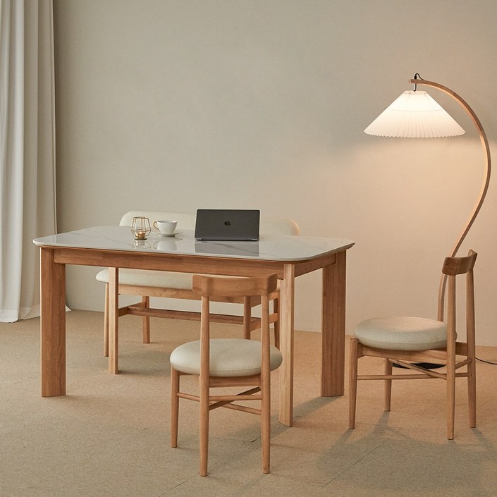 라움에스알 볼륨 양면 세라믹 식탁 테이블 원목 4인용 1400 내추럴