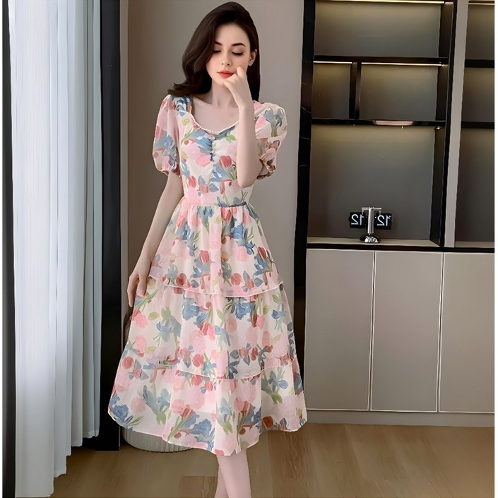 비니브 크라플 진주장식 여성 원피스 이월할인