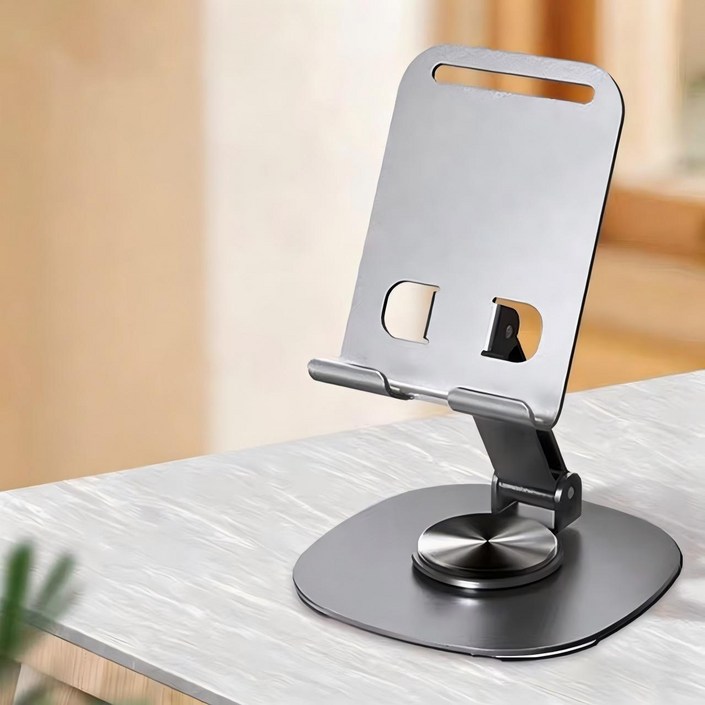 휴대용 데스크 핸드폰 태블릿 거치대, 금속 접이식 360도 회전