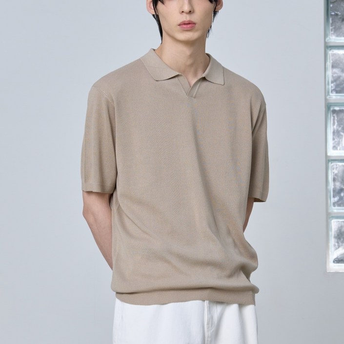 6차 리오더 COOL 냉감원단 에이지오디 플레인 카라 하프 니트 쿨링 쿨 여름 반팔 반소매 피케 스판 니트