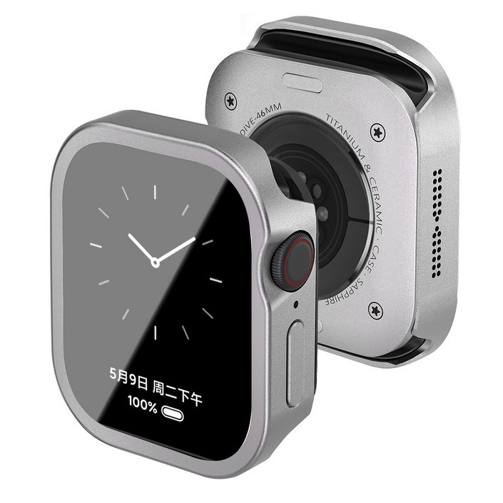 애플워치 호환 알루미늄 합금 메탈  PC 풀커버 방수 케이스, 실버, 1개