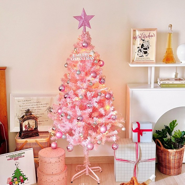 로즈소녀하우스 크리스마스트리 풀세트 장식 핑크트리 150cm, 핑크 트리 풀 세트 - 쇼핑앤샵