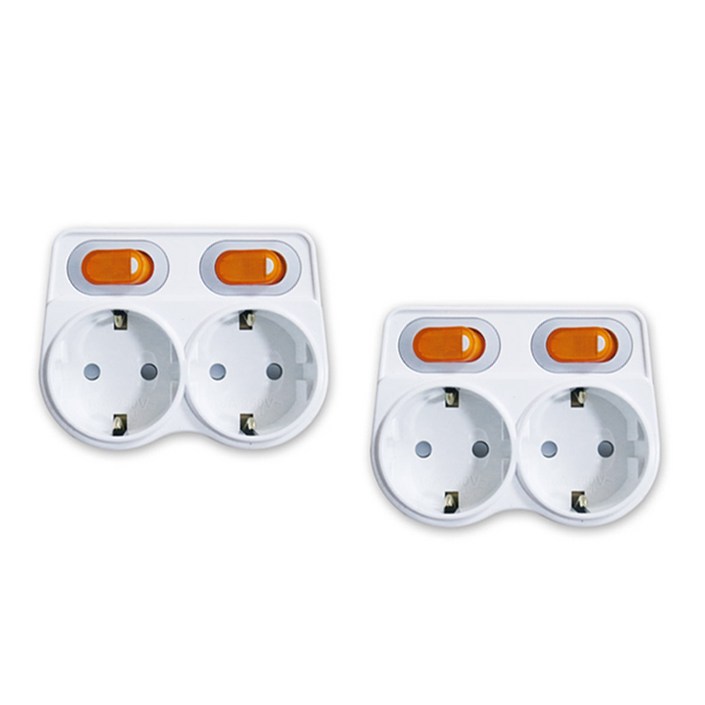 L자형 스위치 개별 멀티탭 2구, 화이트, 2개