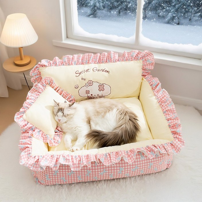 LINSHU 소프트 따뜻함 강아지 방석 분리 가능