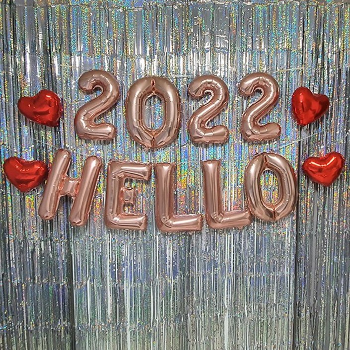헬로우2022풍선세트 hello2021 파티장식 홈파티 신년파티 숫자풍선 알파벳풍선