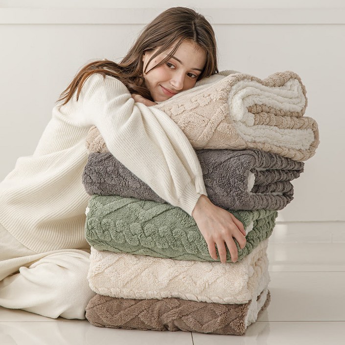 꽈배기 양털담요 150X100 두꺼운 니트 중형 극세사 쇼파 블랭킷