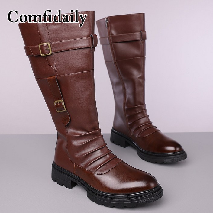 남성 겨울 방한 가죽 워커 부츠 오토바이 바이크 롱부츠 착용감 좋은 클래식한