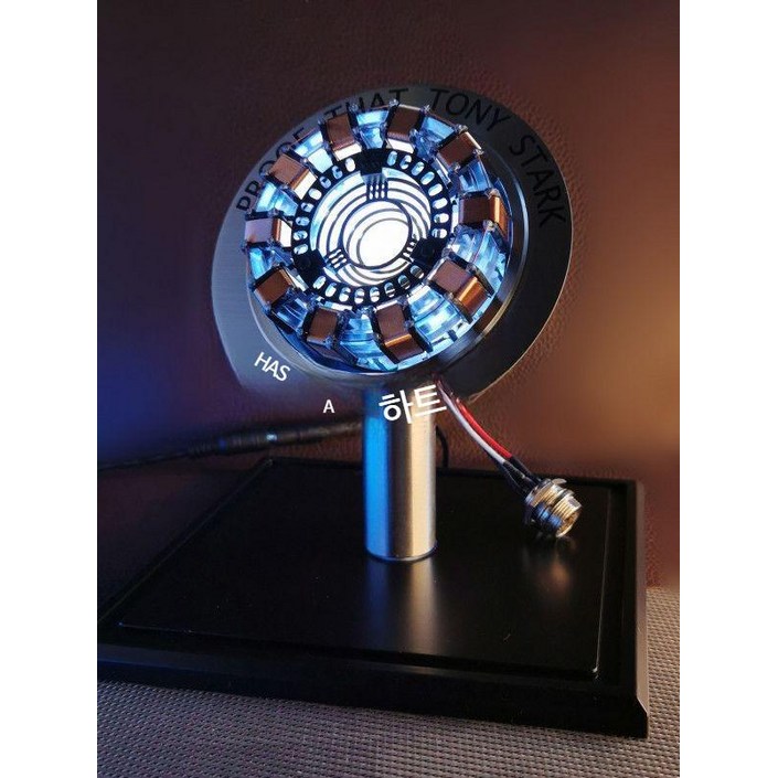 레고 스타일 합금 철인 마크아이언맨 핵심 아크리액터 모델 금속 장식 MK 합금 반응로 LED 조명 피규어 조립 완성형 장식품, 1개, 입문용 3아크릴 실버 베이스 아크릴 커버반응 스택