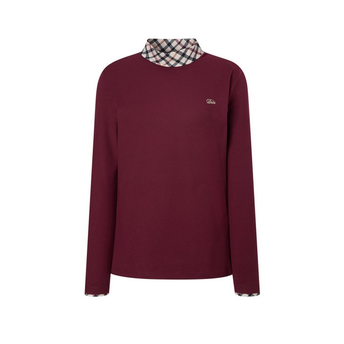 정품 닥스 골프웨어 여성 티셔츠 골프 레터 체크넥 BURGANDY 스판골프티 기능성 가벼운