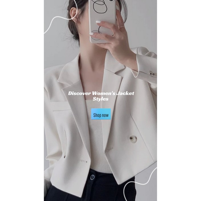 심플 화이트 숏 크롭 자켓 . 또또라운지