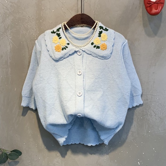 (신상,무료배송)플로드 플라워 카라 다이아 반팔 가디건 3color