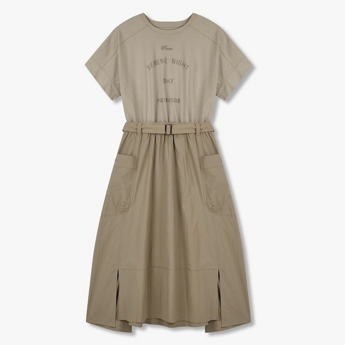 백화점 홈쇼핑 정품 지컷 프린트 티셔츠 믹스 벨티드 원피스 7255237110