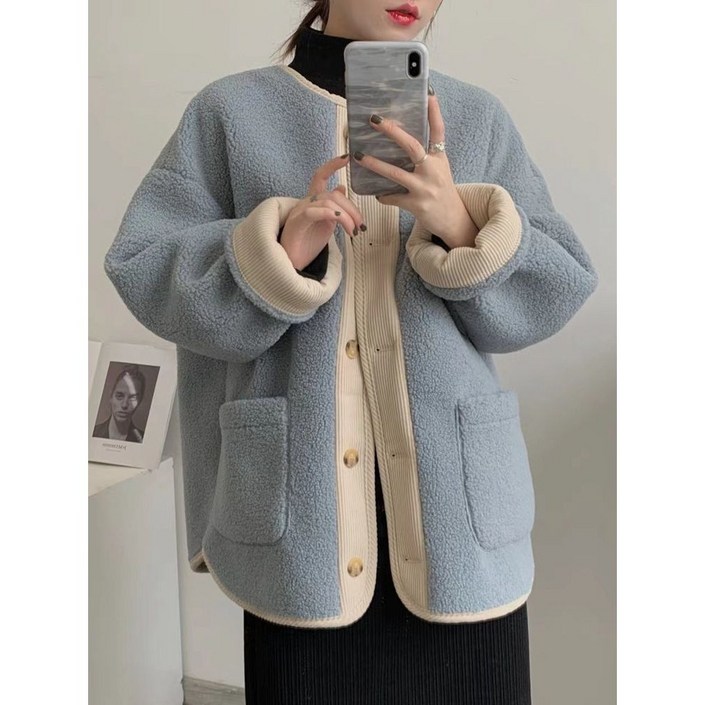 ANYOU 후리스  여성용 루즈핏 빅사이즈 가을겨울 기모 도톰한 후리스 울라이크