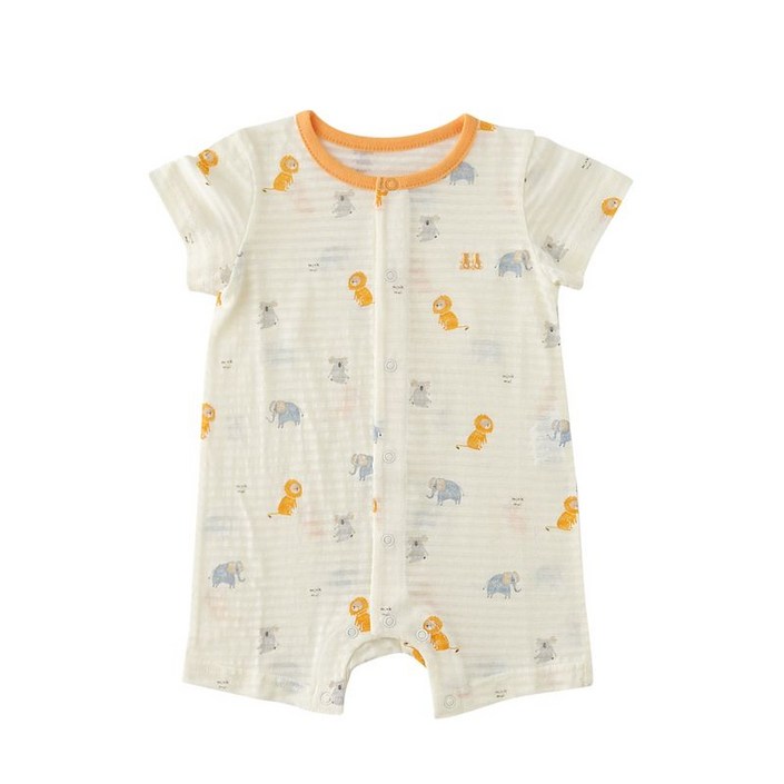 밍크뮤 정글 애니멀 반팔 바디수트 우주복 3437004112 YE