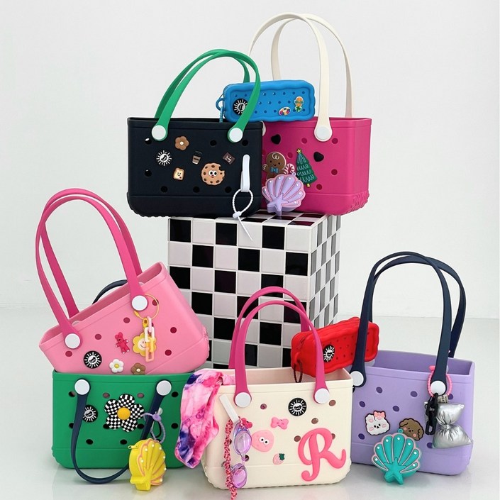 컴피백 미디움 컬러핸들 사우나 목욕 바구니 수영 가방 CF060