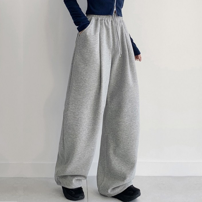 FITOJIM 여성 원턱 와이드 벌룬 팬츠 츄리닝 트레이닝 바지