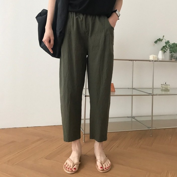 럭키제이 면 마 배기 바지 스판 밴딩 55 66 77 88 여성용