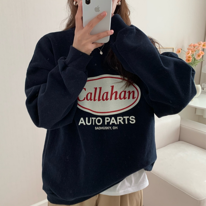 국내생산 면 100 하르린 루즈핏 캘러 쭈리 여성 맨투맨 긴팔