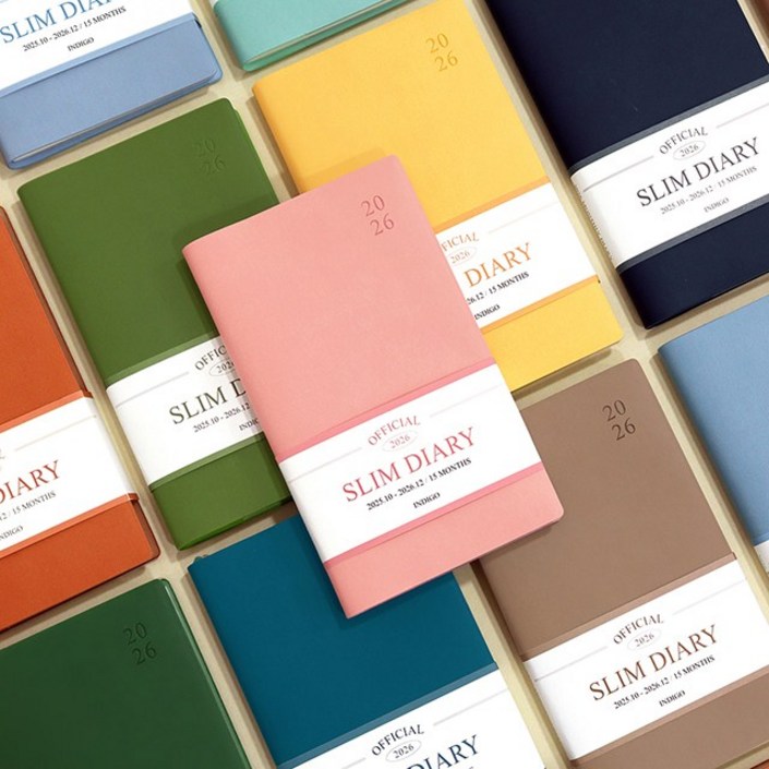 인디고 2026 오피셜 슬림 먼슬리 다이어리 날짜형 수첩형 월간 업무용
