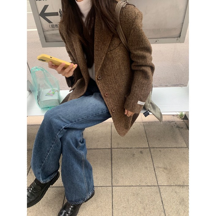 underson 언더슨 볼륨 헤링본 자켓 2color