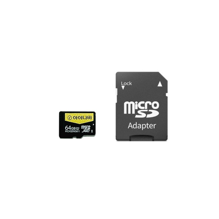 아이나비 정품 블랙박스 메모리카드 64GB MicroSDXC 벌크케이스 SD어댑터 포함 20231224