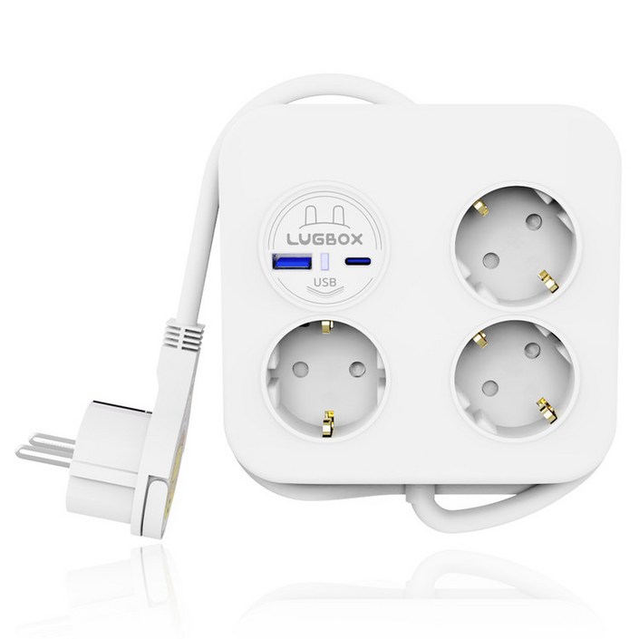 러그 납작 멀티탭 디자인 플랫 이지콕 플러그 고용량, 사각 C타입 USB 3구