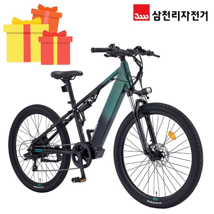 삼천리 완조립 2024 팬텀 FS 27.5인치 8단 파스 스로틀 MTB 전기자전거 14Ah, 24년형다크제이드블랙