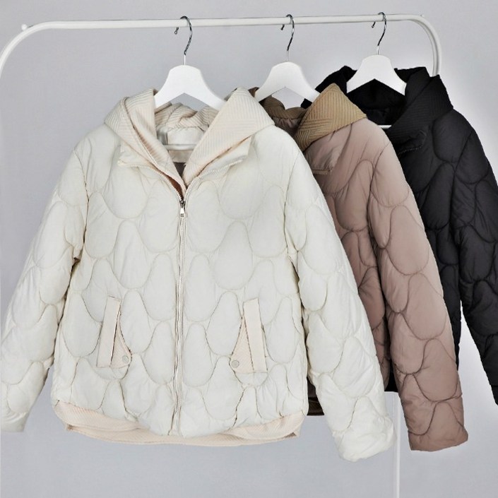 몬스터캐나다 여성 레이어드 후드누빔패딩  물결누빔 두툼한 볼륨감