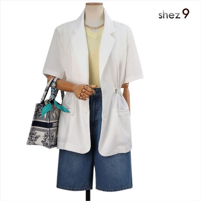 쉬즈나인 제닉 스트링 반팔 롱자켓